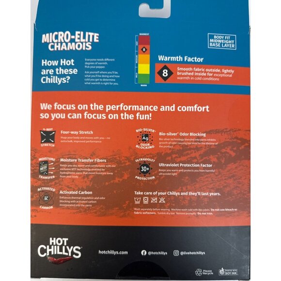 Hot Chillys Men's Micro Elite Chamois Ankle Tight Midweight Base Layer Black Med - Picture 3 of 7